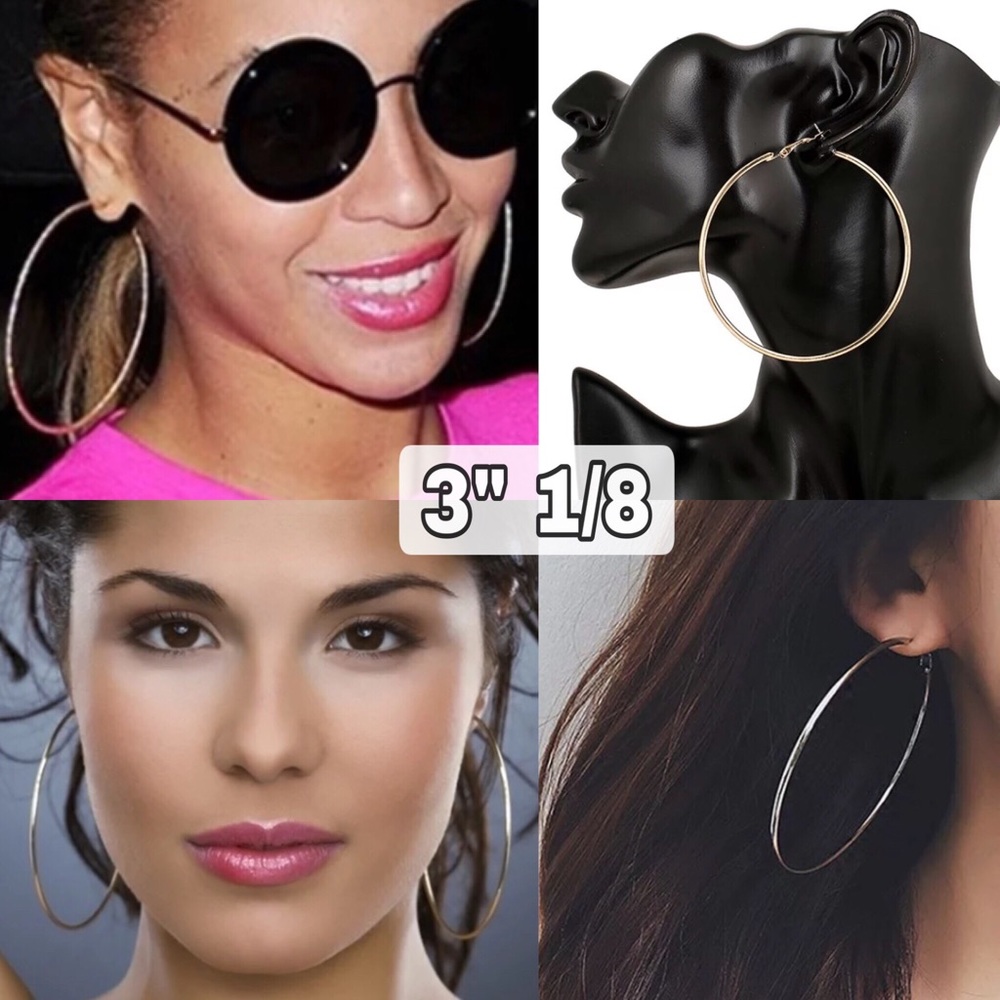 🔴5/$15🔴CLEARANCE Big Black Hoop Earrings NEW - Picture 6 of 8